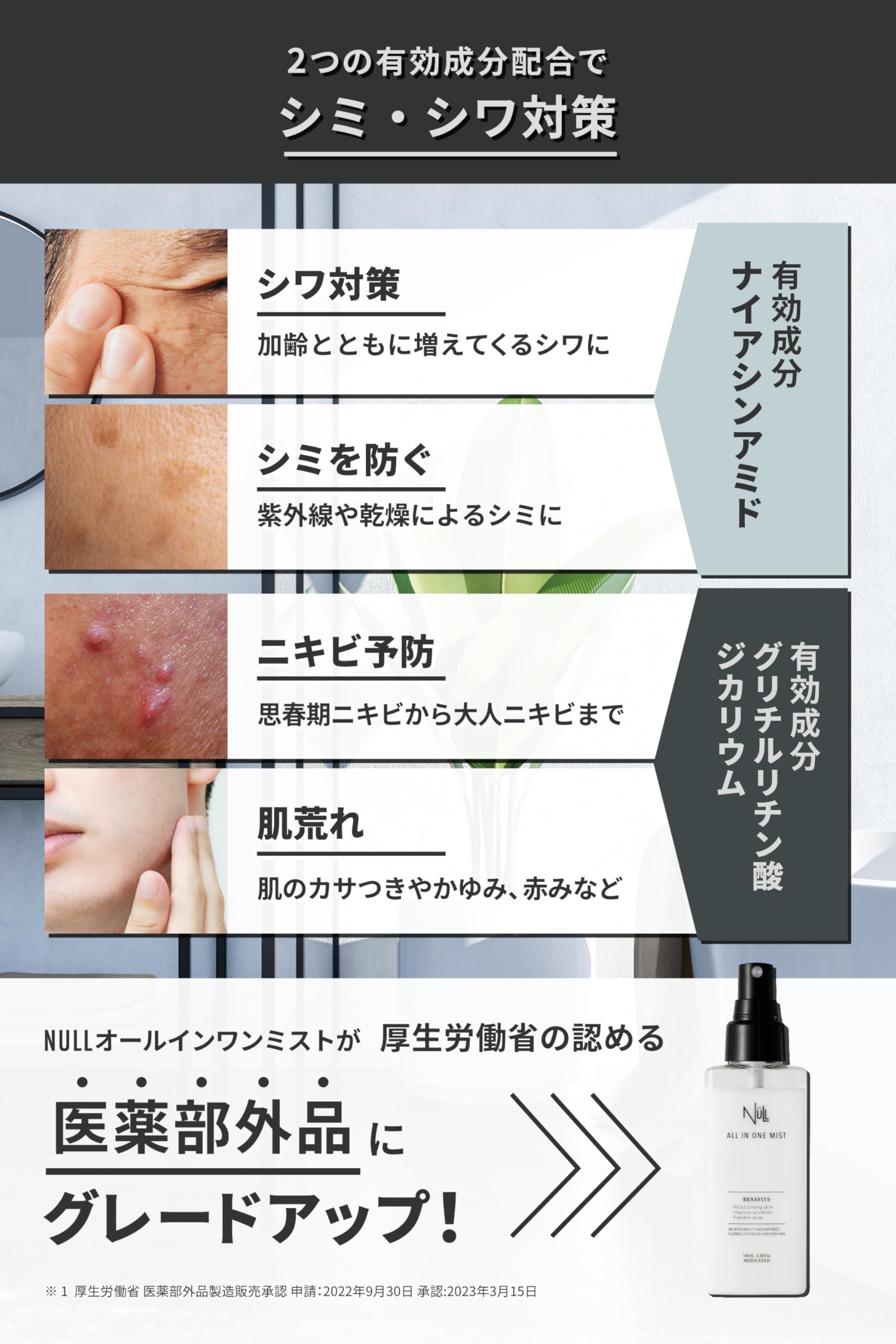 Amazon | NULL オールインワンミスト 化粧水 メンズ 保湿 スプレー 男